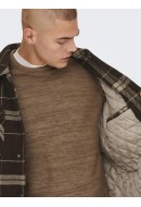 Men Jacket Only&Sons Onscreed Loose Check Wool Seal Brown/Chinchilla