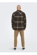 Men Jacket Only&Sons Onscreed Loose Check Wool Seal Brown/Chinchilla