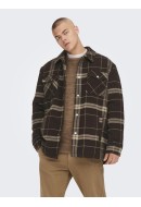 Men Jacket Only&Sons Onscreed Loose Check Wool Seal Brown/Chinchilla