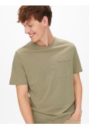 Men T-shirt Only&Sons Onsroy Reg Slub Pocket Chinchila