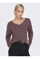 Women Sweater Onlrica Life V-Neck Rose Brown