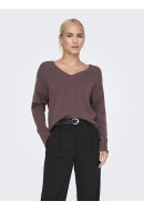 Women Sweater Onlrica Life V-Neck Rose Brown