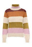 Pulover Dama Jaqueline De Young Jdydinea Stripe Rollneck Dried Tobacco/W Mauve