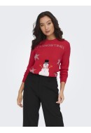 Women Sweater Onlxmas Happy High Risk Red