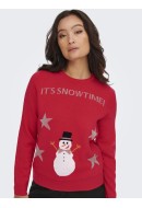 Women Sweater Onlxmas Happy High Risk Red