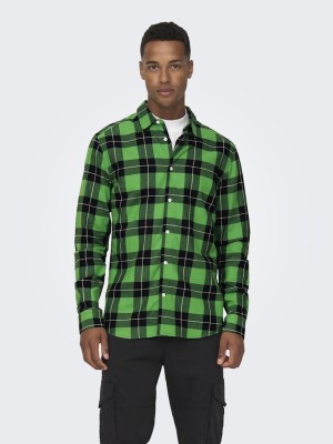 Camasa Barbati Only&Sons Onsari Slim Check Medium Green