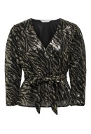 Women Blouse La Strada Unica Lsuevelia 6/8 Sequins Black/Gold Leaf