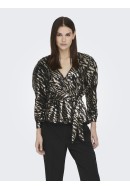 Women Blouse La Strada Unica Lsuevelia 6/8 Sequins Black/Gold Leaf