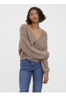 Cardigan Dama Vero Moda Vmyvonne V-Neck Rolledge Silver Mink