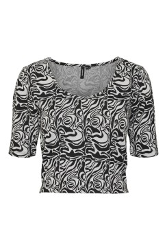 Bluza Dama Vero Moda Vmjackie 2/4 Cropped Snow White/Black