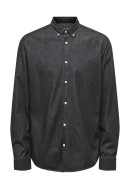 Men Shirt Only&Sons Onsday Reg Btn Down Chambray Black Denim