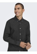 Men Shirt Only&Sons Onsday Reg Btn Down Chambray Black Denim