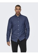 Men Shirt Only&Sons Onsday Reg Btn Down Chambray Dark Blue Denim