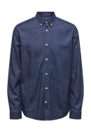 Men Shirt Only&Sons Onsday Reg Btn Down Chambray Dark Blue Denim