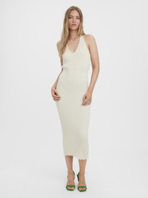 Rochie Vero Moda Vmfelicia Sl Calf Halterneck Vanila Ice