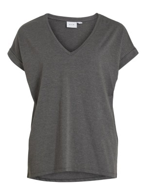 Women T-shirt Vila Vidreamers New V-Neck Medium Grey Melange