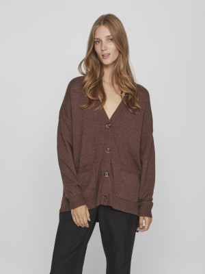 Cardigan Dama Vila Viril Oversize Knit Shaved Chocolat