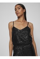 Maieu Dama Vila Vimaia Strap V-Neck Sequin Black