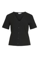 Women T-shirt Vila Viribini Button Black Beauty