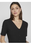 Women T-shirt Vila Viribini Button Black Beauty