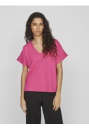 Women T-shirt Vila Vifrotea V-Neck Cabernet