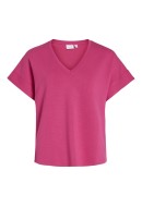 Women T-shirt Vila Vifrotea V-Neck Cabernet