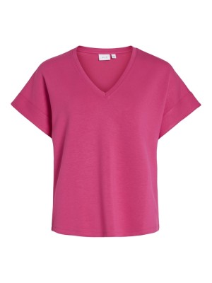 Women T-shirt Vila Vifrotea V-Neck Cabernet