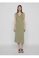 Rochie Vila Vimodala V-Neck S/L Midi Oil Green