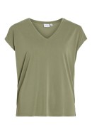 Women T-shirt Vila Vimodala V-Neck Oil Green