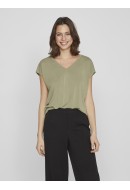 Women T-shirt Vila Vimodala V-Neck Oil Green