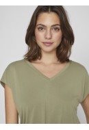 Women T-shirt Vila Vimodala V-Neck Oil Green