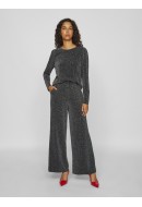 Pantaloni Dama Vila Vieleina Hw Wide Black Beauty/Silver Lurex