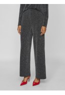 Pantaloni Dama Vila Vieleina Hw Wide Black Beauty/Silver Lurex