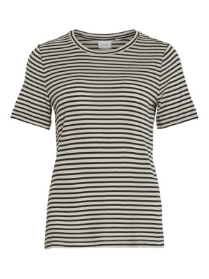 Women T-shirt Vila Vijubia O-Neck Black Beauty/Birch