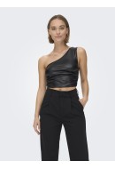Bluza Dama Only Onlpi Faux Leather One Shoulder Black
