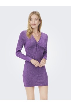 Rochie Only Rich Twist Glitter Black/Acai Metal