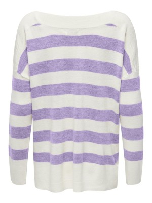 Pulover Dama Onlamalia Boatneck Purplerose /Cloud Dancer