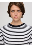 Women Blouse Selected Slfesential Striped O-Neck Black /Bright White