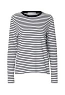 Women Blouse Selected Slfesential Striped O-Neck Black /Bright White