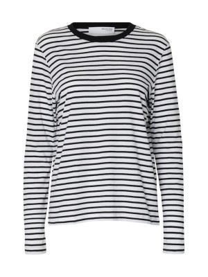Bluza Dama Selected Slfesential Striped O-Neck Black /Bright White