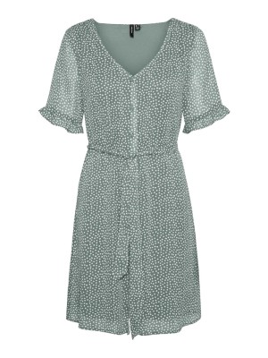 Dress Vero Moda Curve Vmcaro Short Chinois Green/Dots