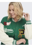 Women Jacket Only Carsophia Bomber Green Jacket/ White