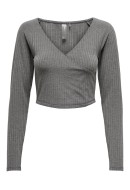Women Blouse Only Play Onpdia Crop Wrap Dark Grey Melange