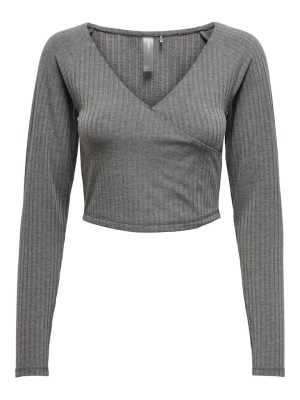 Women Blouse Only Play Onpdia Crop Wrap Dark Grey Melange