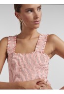 Rochie Pieces Pccorah Strap Midi Hot Coral/White Stripe