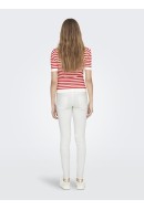 Pulover Dama Jdyaya O-Neck Cloud Dancer /Red Stripe