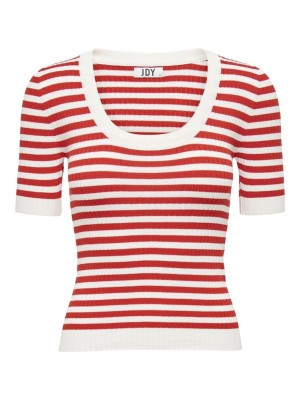 Pulover Dama Jdyaya O-Neck Cloud Dancer /Red Stripe