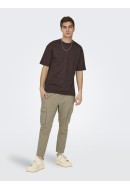 Men Pants Only&Sons Onslinus Crop 0019 Cot Lin Cargo Chinchilla