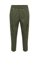 Men Pants Only&Sons Onslinus Crop 0019 Cot Lin Cargo Olive Night