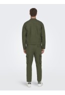 Pantaloni Barbati Only&Sons Onslinus Crop 0019 Cot Lin Cargo Olive Night